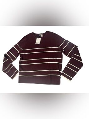 Women’s long sleeve knitted shirt maroon and white size XL